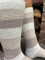 Mocha Cosy Striped Knee High Socks