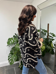 Black Luxury Applique Quilted Jacket