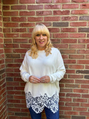 Winter White Lace Detail Knit Rachel
