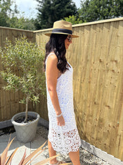 White Multi Pattern Crochet Dress Oakley