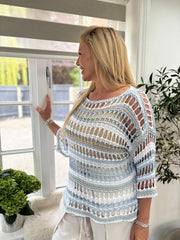 Blue Premium Striped Loose Knit Shona