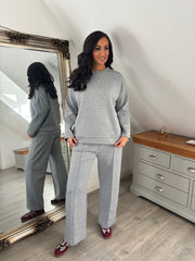 Grey Diamante Seam Front Trousers Nina