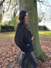 Black Soft Knit Hoodie Phoebe