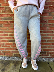 Grey Stripe Barrel Leg Joggers