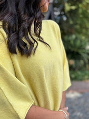 Mustard Yellow Reverse Seam Round Neck Diana