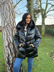 Black Luxury Puffer Coat Maxine