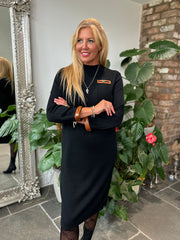 Black Knitted Crew Neck Dress Zara