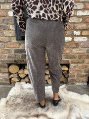 Mocha Velour Barrel Leg Trousers Jaiya