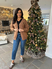 Camel Leopard Bow Cardi Georgina