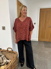 Rust Leopard Bubble Cotton Top Kimberly