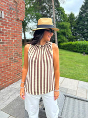 Lemon Striped Sleeveless Top Tiana