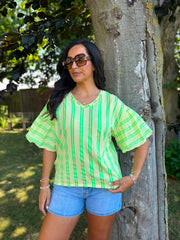 Lemon Puff Sleeve Striped Top Erin