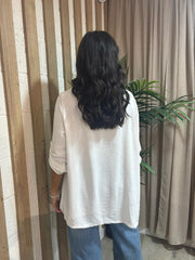 Winter White Gathered Cowl Neck Top Harper