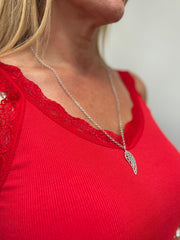 Red Lace Ribbed Vest Libby