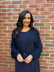 Navy Knitted Wrap Jumper Nell