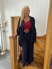 Navy Back Pleat Blouse Jackie