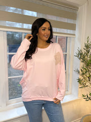 Pink Crochet Floral Sweat Top Theresa