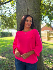 Lipstick Applique Ruffle Sleeve Knit Crystal