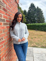 Grey Striped Zip Knit April
