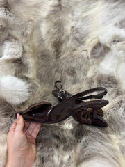 Chocolate Kitten Heel Bow Shoes