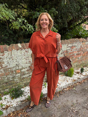 Rust Soft Cord Tie Detail Shirt Morgan