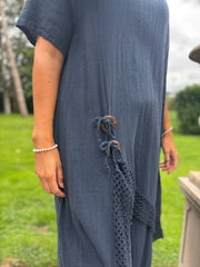 Navy Crochet Tie Top Thelma