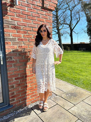 Stone Short Sleeve Crochet Dress Oakley