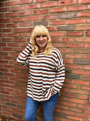 Chocolate Stripe Long Sleeve Top Yasmin