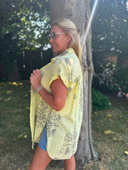 Lemon Mocha Coral Print Blouse Stacey