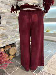 Wine Pinstripe Pull on Trousers Tanya