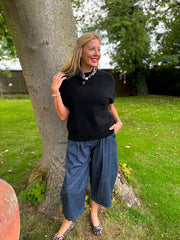 Black Ribbed Detail Knit Petra