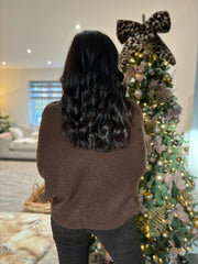 Chocolate Knitted Wrap Jumper Nell