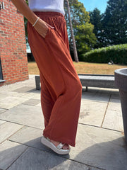 Rust Wide Leg Pull On Trousers Cara