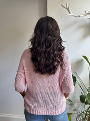 Pink Sequin Sparkle Knit Sabrina