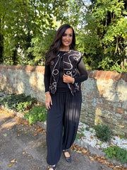 Black Boucle Swirl Pattern Waistcoat Flo
