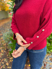 Wine Sleeve Detail Knit Top Julia