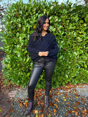 Navy Knitted Wrap Jumper Nell