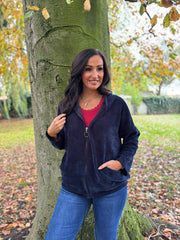 Navy Chenille Zip Hoodie Mia