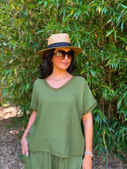 Pistachio Lattice Trim Top Riley