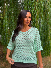 Mint Green Chevron Knit Anabelle