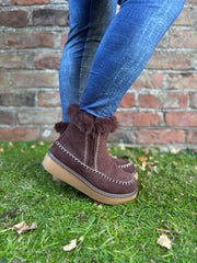 Chocolate Faux Suede Lined Boots
