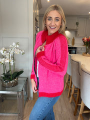 Candy Pink Knitted Zip Jacket Addison