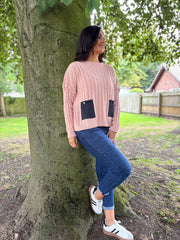 Rose Ribbed Denim Pocket Jumper Chloe