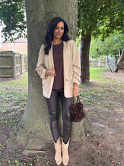 Chocolate Embroidered Leaf Tee Jill