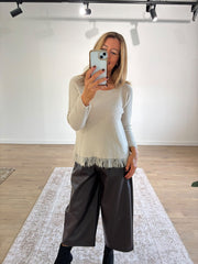 Stone Long Sleeve Fringed Knit Amara