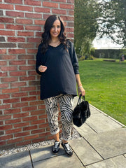 Black Fringed Neck Top Donna