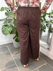 Chocolate Side Stripe Pull on Trousers Jenna