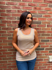 Stone Ribbed Shimmer Vest Juniper