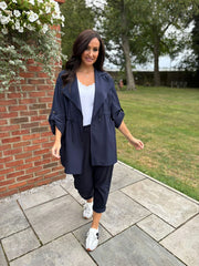 Navy Tie Waist Jacket Charlotte