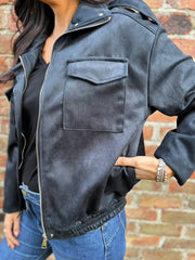 Black Faux Suede Jacket Shana